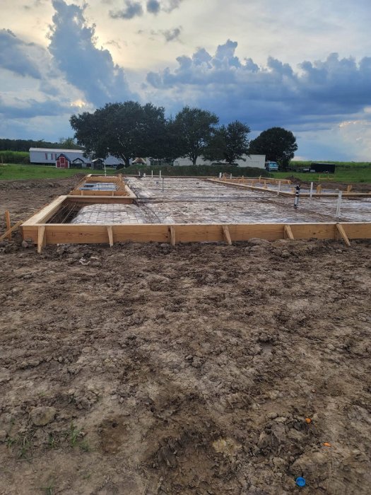 Formed and reinforced slab ready for a pour